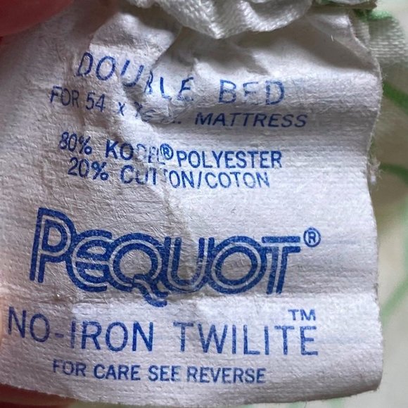 Vtg 70s Pequot 2 pc Sheet Set Double Full Fitted Flat Floral Cottage Yellow - Picture 3 of 3